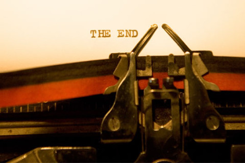 The end on typewriter