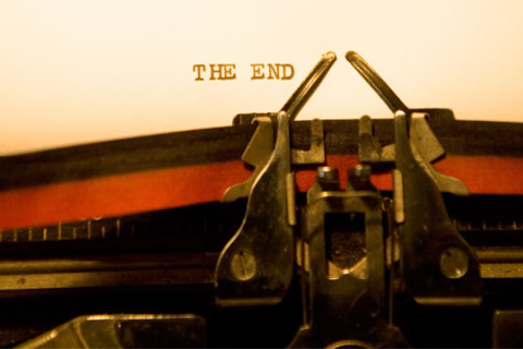 The end on typewriter